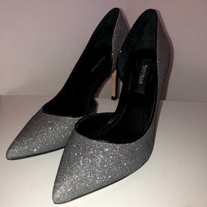 White House Black Market Silver Sparkle Heels